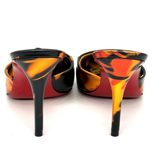 Christian Louboutin CL IN 90s MULE 80 Fire Leather Sandals Heels Shoes - Picture 8 of 11